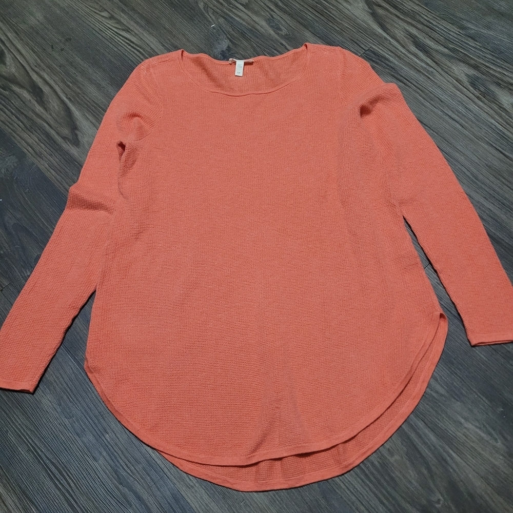 Eileen Fisher Terracotta Long Sleeve Top S Organic Cotton Cashmere Blend Knit